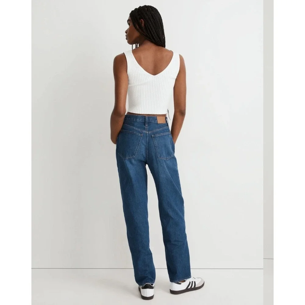 Madewell Baggy Straight Jeans Slouchy Rigid Denim‎ Hemp Dark Worn Indigo Wash 25